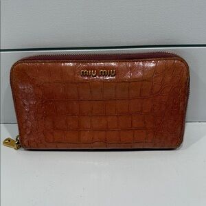 Miu Miu Salmon color Crocodile Embossed Wallet